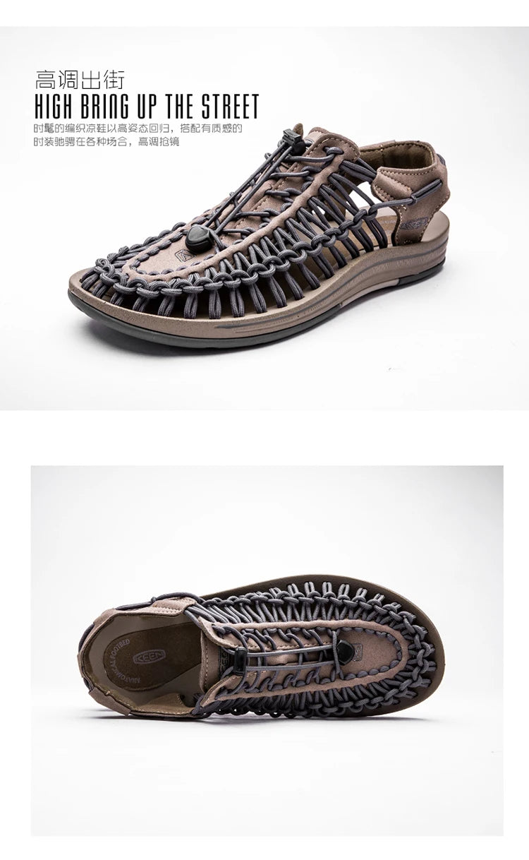 Men's Shoes High-quality Hand-woven Shoes Pull-on Outdoor Sandals Summer Soft Non-slip Gladiator Hiking Beach Platform Sandals