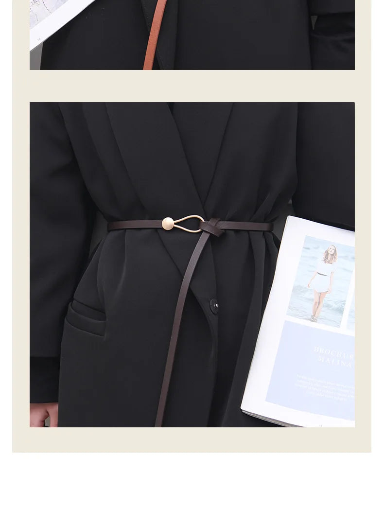 New Fashion Leather Women Belt Designer Metal Buckle Waist Strap All-match Lady Dress Coat Sweater Decorative Knotted Waistband