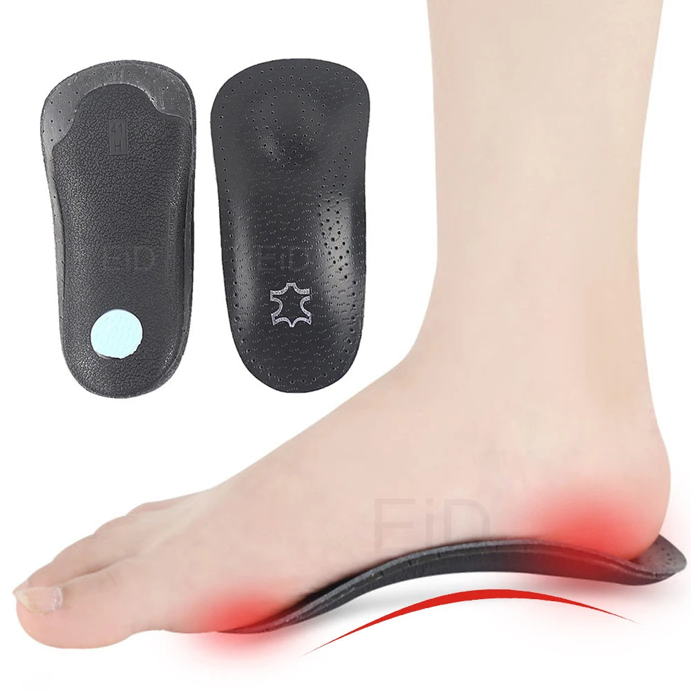EiD 3/4 Leder orthopädische Schuheinlagen für Plattfüße Fußgewölbestütze orthopädische Schuheinlegesohle Einlegesohlen für Herren und Damen Fußpflege