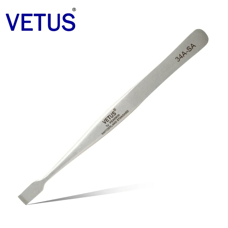 VETUS Tweezers Original 34A-SA Non-magnetic Anti Acid Corrosion Resistant High Precision for  Stamp Stainless Steel Clamp
