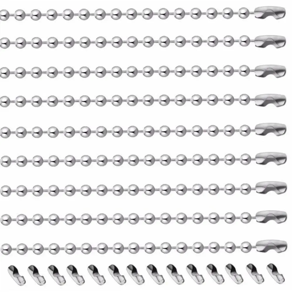 10pcs/lot 15-100cm Stainless Steel 2.4mm  Ball Chain Men Necklace Bracelet Keychain Trinket Dog Tag Jewelry Accessories Finding