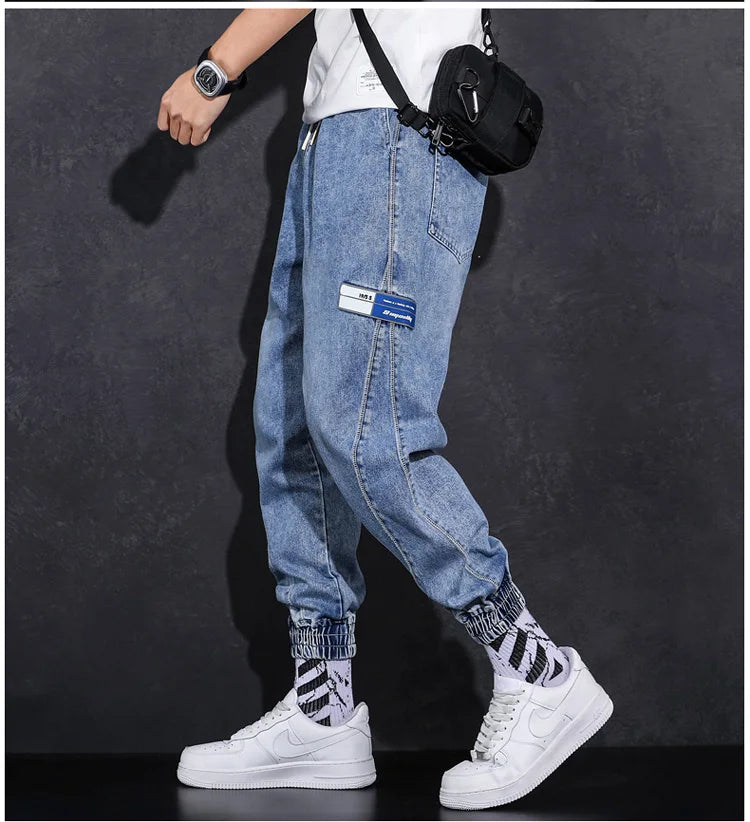 New Streetwear Hip Hop Cargo 2022 Pants Mens Jeans Elastic Waist Harem Pants Men Joggers Jeans Autumn and Spring Men Trousers