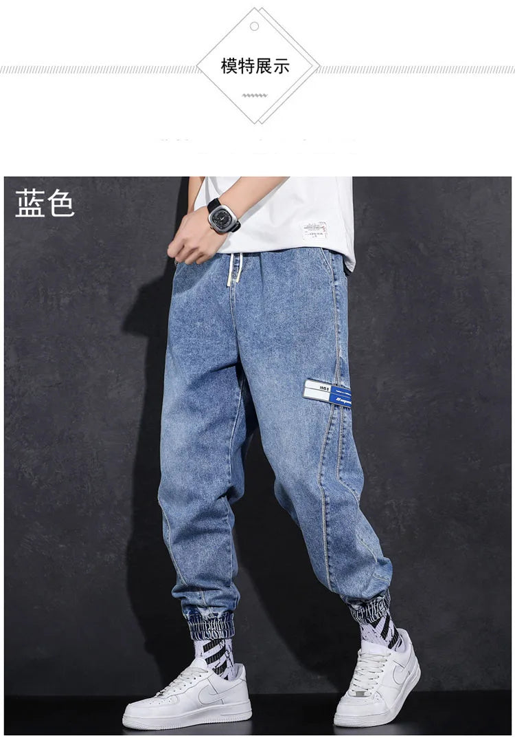 New Streetwear Hip Hop Cargo 2022 Pants Mens Jeans Elastic Waist Harem Pants Men Joggers Jeans Autumn and Spring Men Trousers