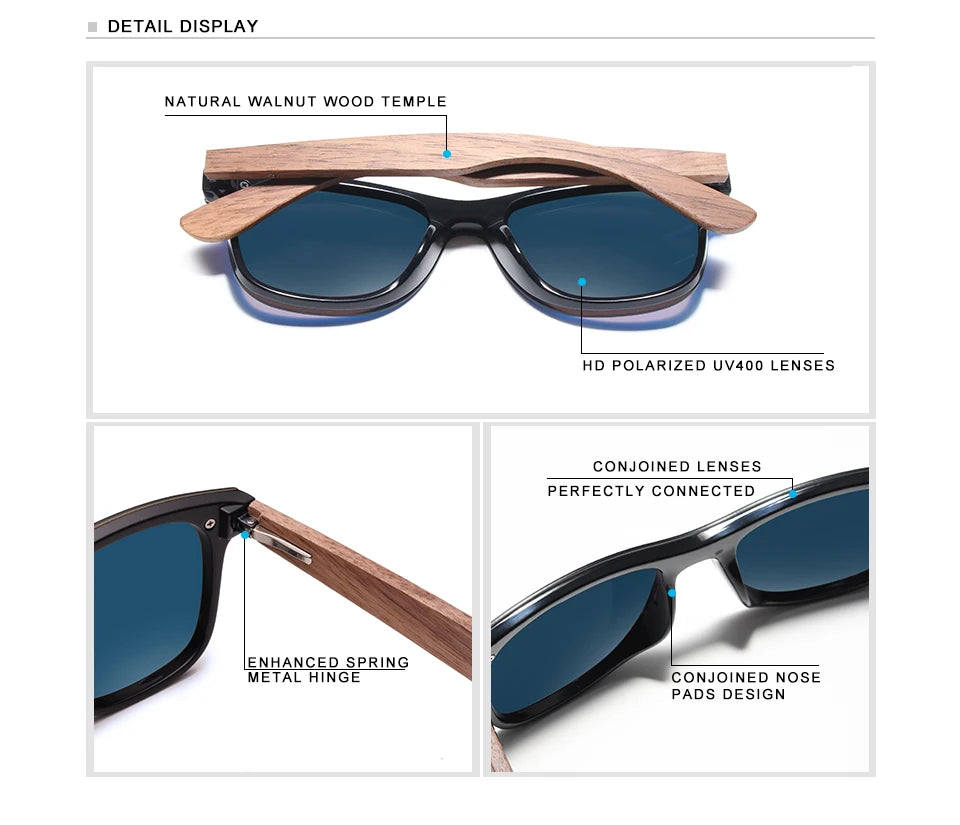 KINGSEVEN Klassische Holz-Sonnenbrille Outdoor Polarisierte UV400 Randlose Brille Herren Damen Fahren Freizeit Angeln Walnussbrille