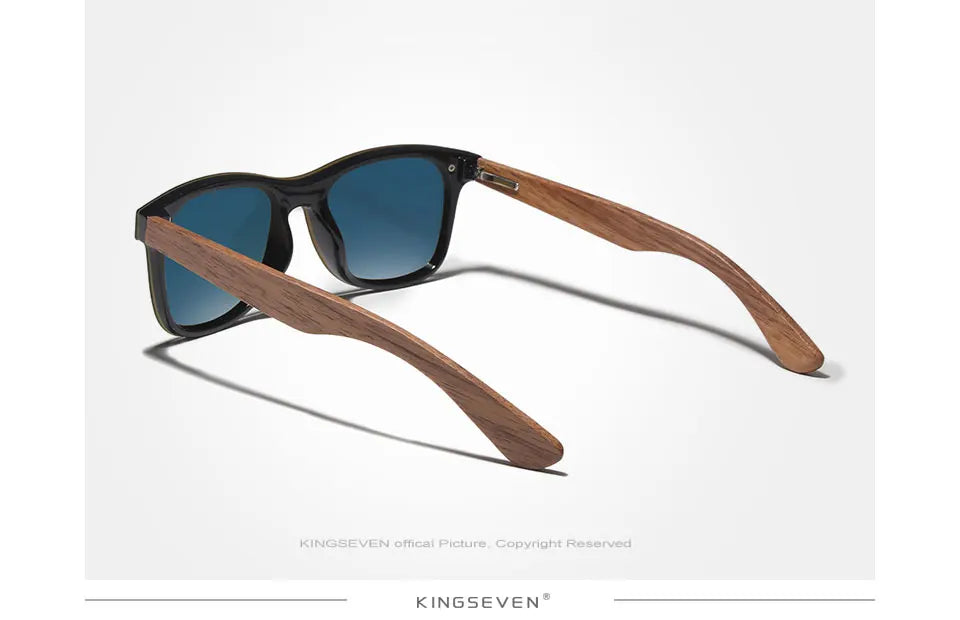 KINGSEVEN Klassische Holz-Sonnenbrille Outdoor Polarisierte UV400 Randlose Brille Herren Damen Fahren Freizeit Angeln Walnussbrille