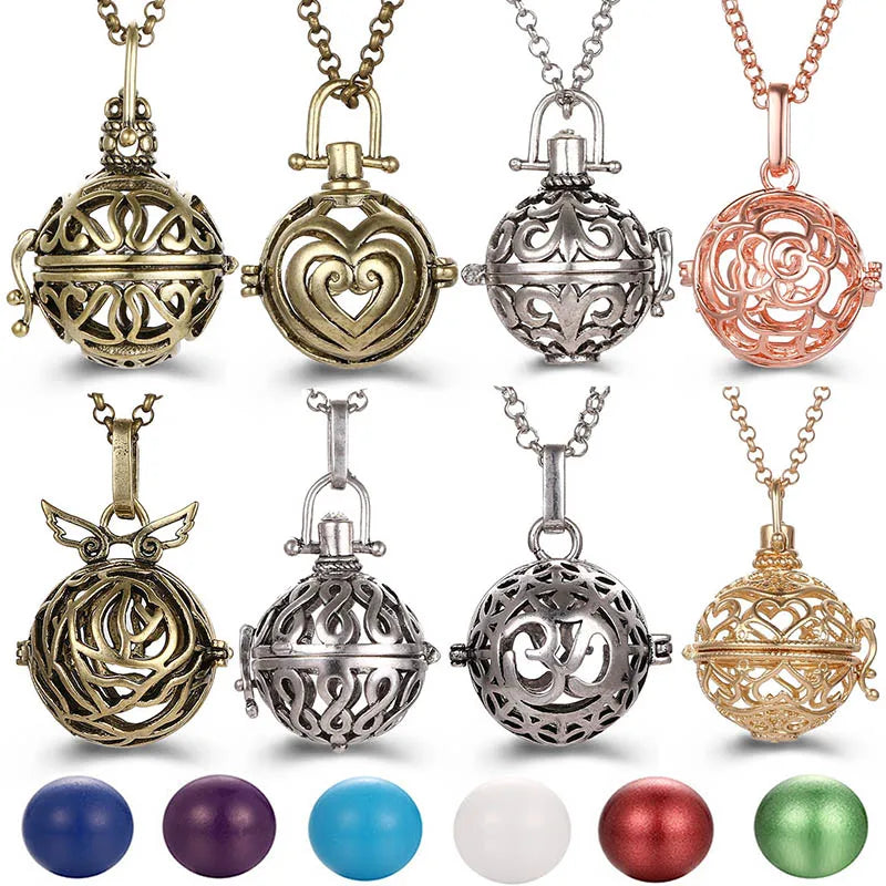2020 Multi Styles Hollow LOVE Angel Wings Vintage Necklace Music Ball Pregnancy Bell Necklace Aroma Essential Oil Locket Pendant