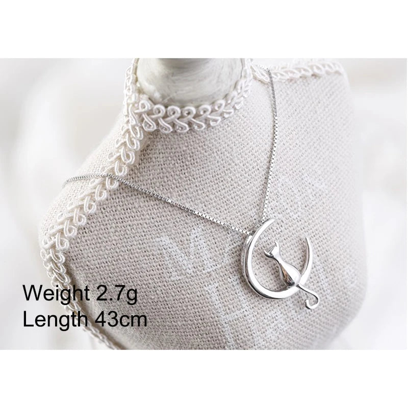 XIYANIKE Moon Cat Necklace Women Chainbone Chain Female Model Silver Color  Lovely Sweet Collar statement Necklace VNS8267