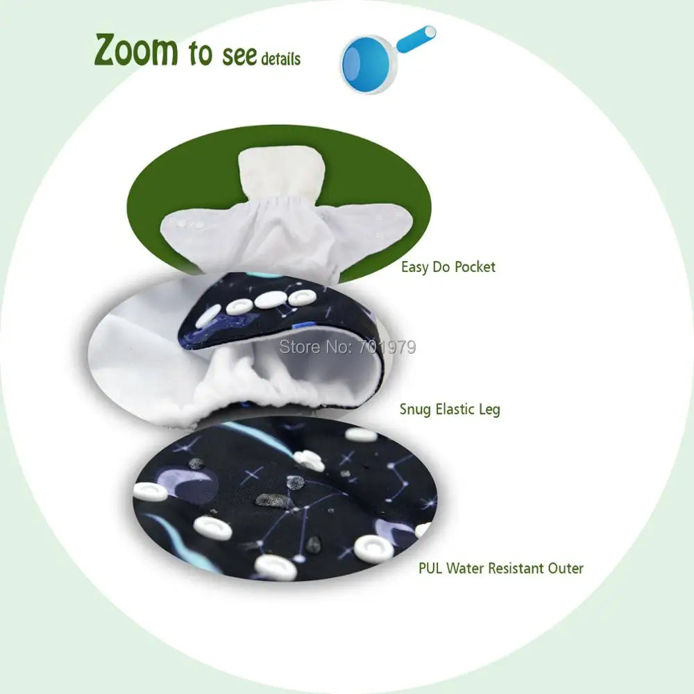 U Pick ALVABABY Waschbare Stoffwindel Ökologische Taschenwindel Windel Passend für 0-2 Jahre 3-15kg Baby mit 1 Stk. Einlage