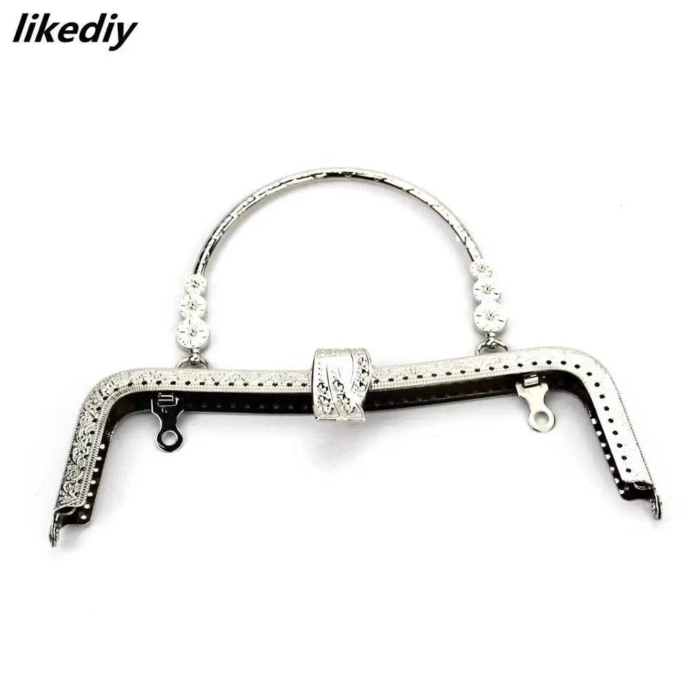 1 piece 20 cm concave waist leaf head Metal Purse Frame Bronze or Silver or Golden Clasp Lock Clip Bag Accessories Parts handle