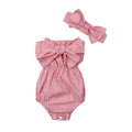 Citgeett Summer Newborn Baby Girls Off Shoulder Striped Bodysuit Jumpsuit Outfit Bowknot Cute Clothing