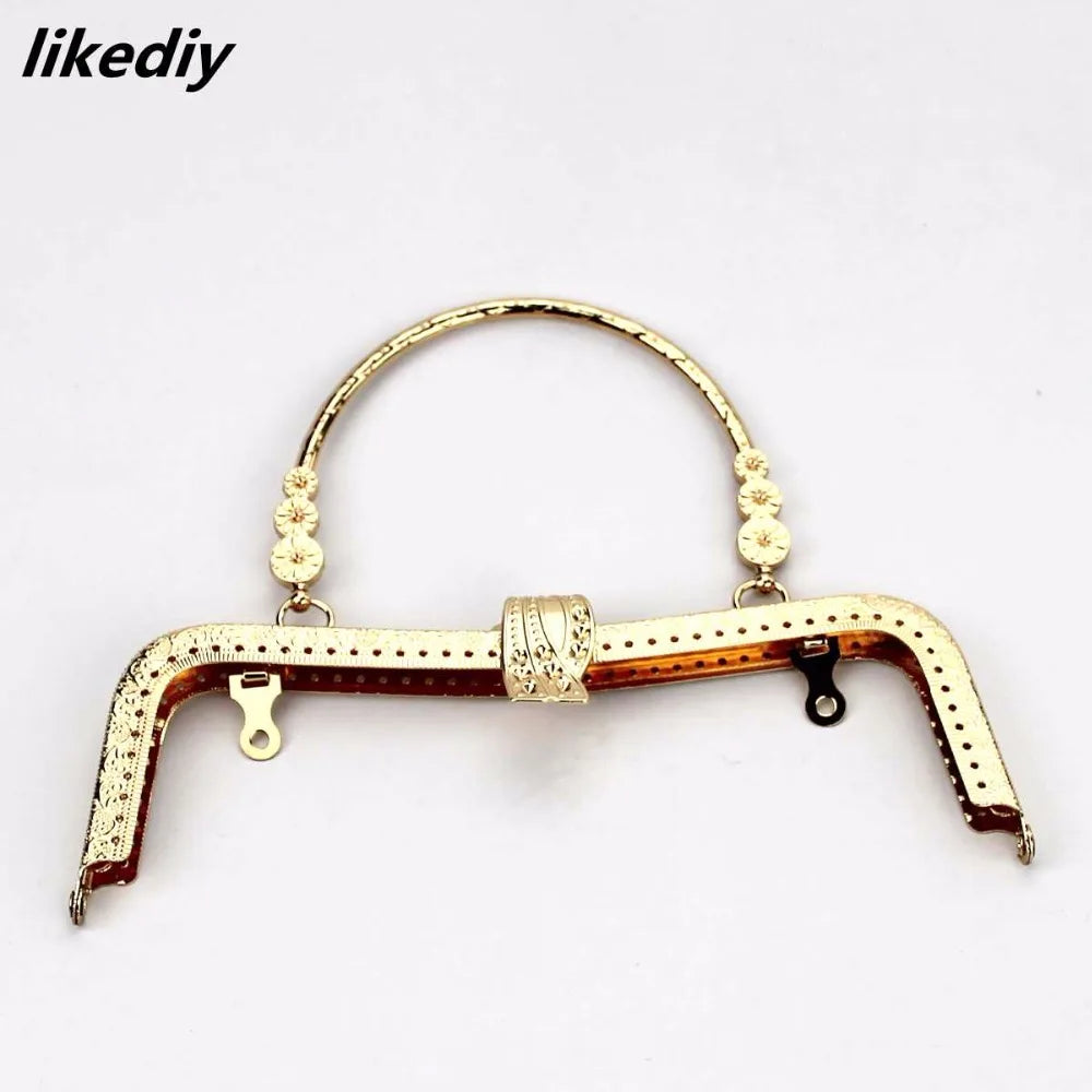 1 piece 20 cm concave waist leaf head Metal Purse Frame Bronze or Silver or Golden Clasp Lock Clip Bag Accessories Parts handle