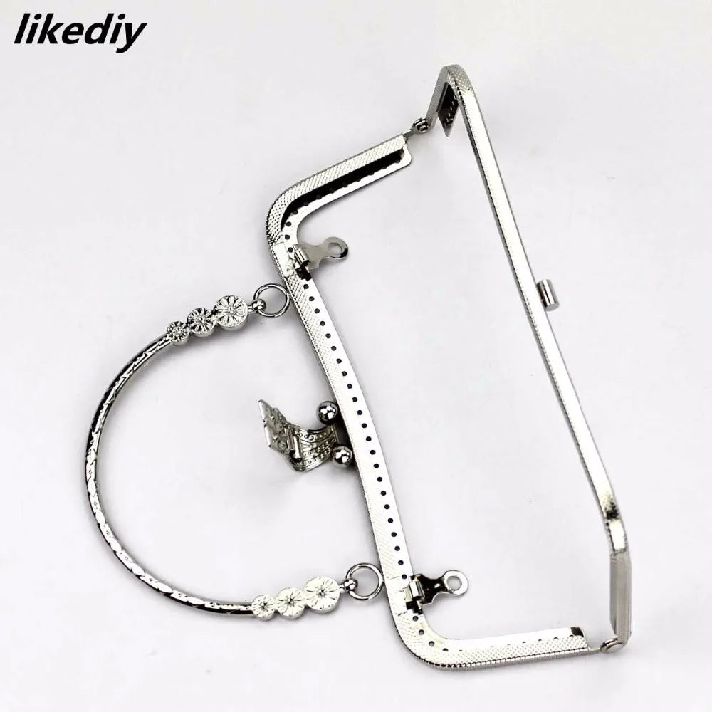 1 piece 20 cm concave waist leaf head Metal Purse Frame Bronze or Silver or Golden Clasp Lock Clip Bag Accessories Parts handle