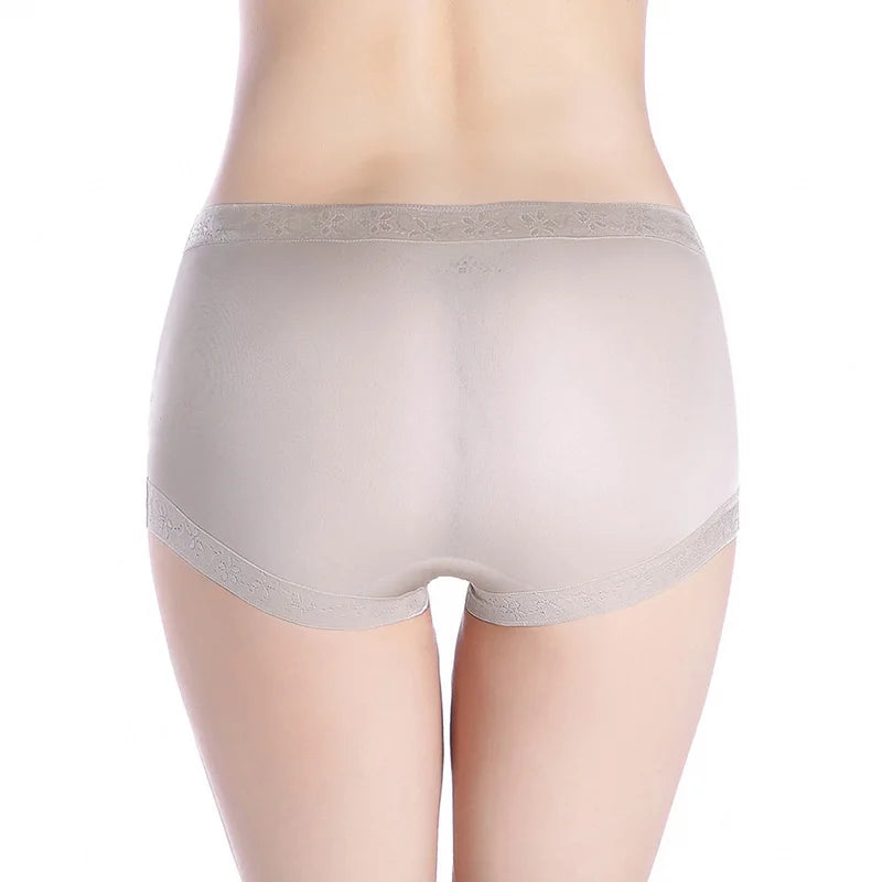 SuyaDream Women 100% Natural silk Seamless Panties Mid-rise Boxer Health Underwear 2025 Pink Nude Black