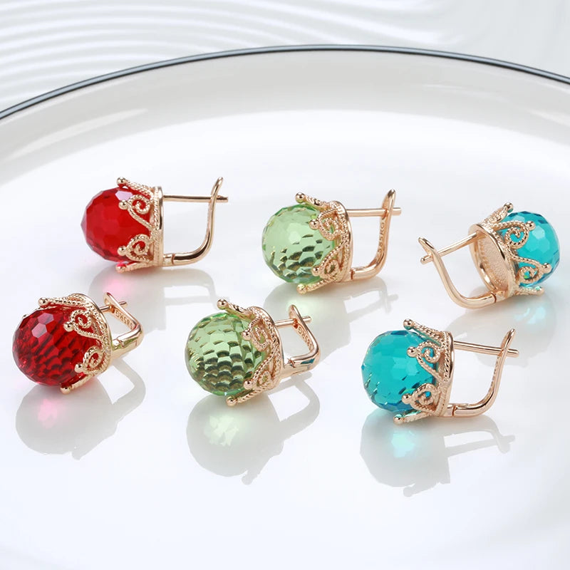 Hot Fashion Glossy Earrings for Women 585 Rose Gold Simple Weaving Dangle Earrings Ethnic Bride Wedding Jewelry 2022 New