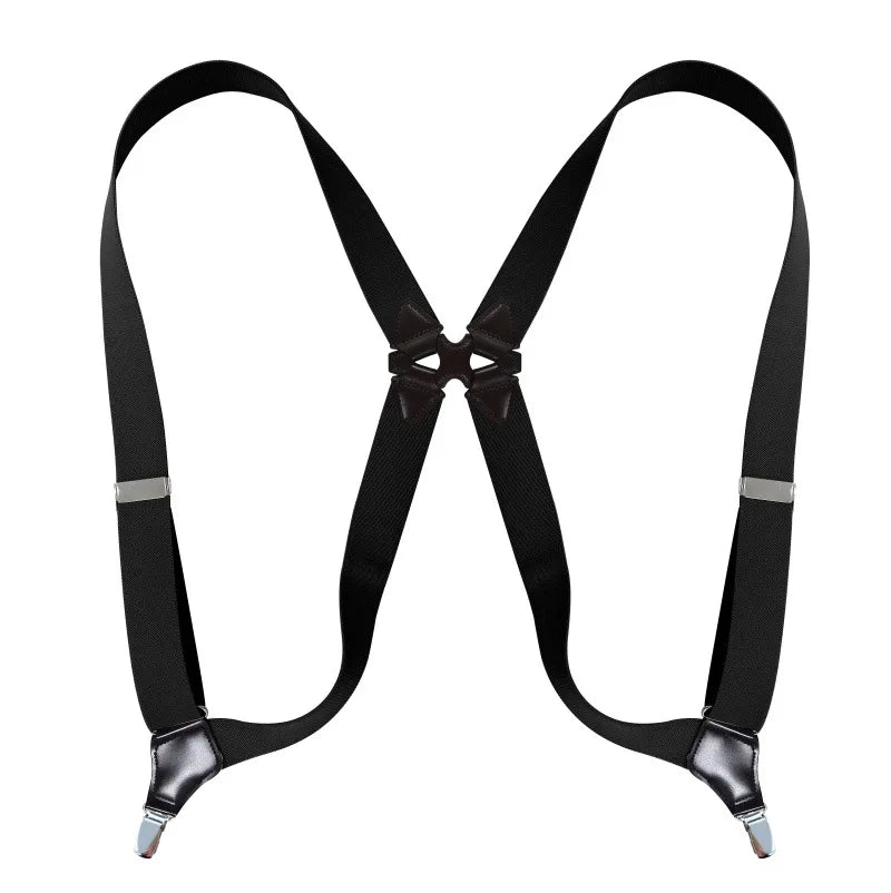 Hip-Clip Suspenders for Men Heavy Duty Big Tall 3.5cm 2 Clips Adjustable Elastic Trouser Braces Strap Belt Gifts for Dad Husband
