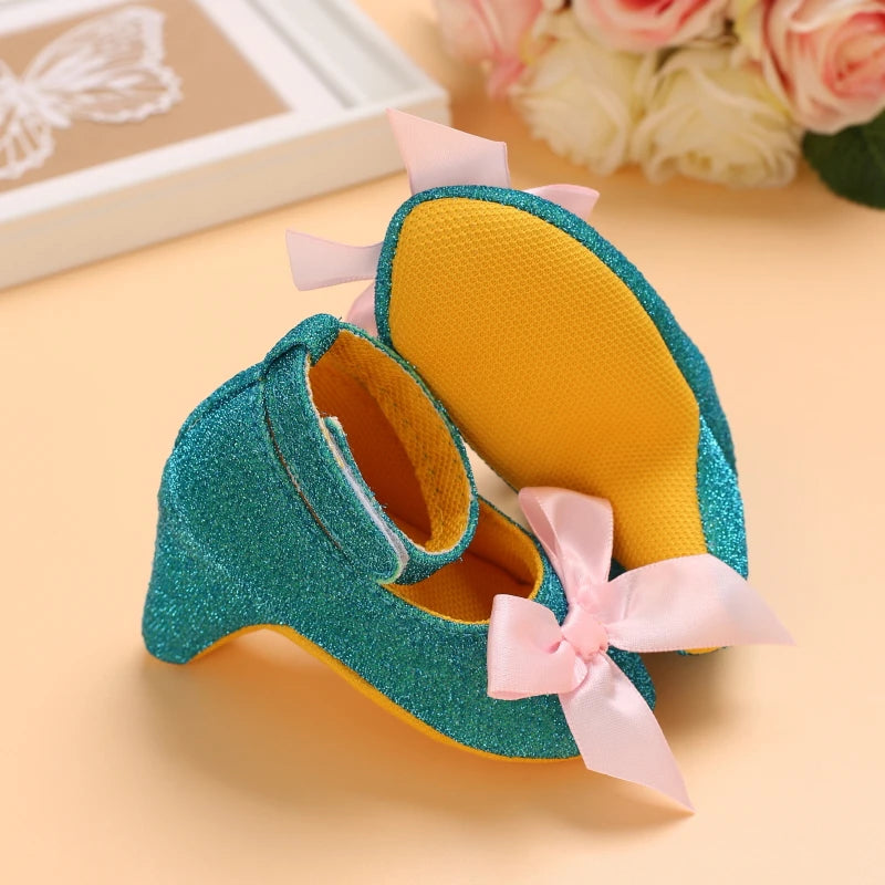 2026 VALEN SINA 0-12M Infant Newborn Baby Girl High Heels Shoes Princess Bow First Birthday Party Shoes Photo Props Shoes