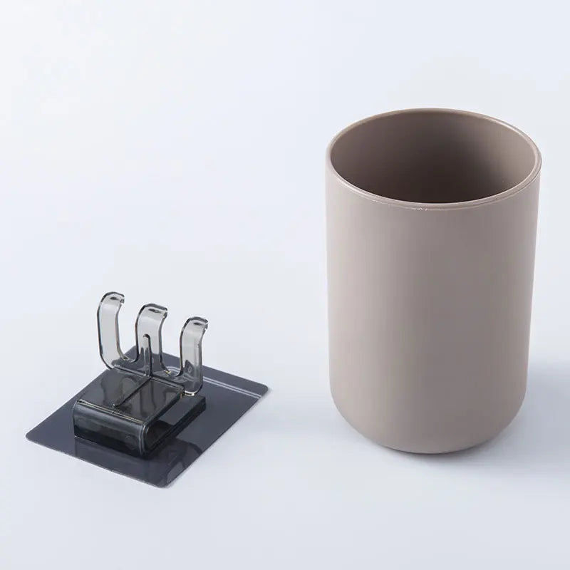 Plastic Toothbrush Holder Sticker Bracket On Wall With 300ml Mouthwash Gargle Cup Home Storage Bathroom Accessories Organizer