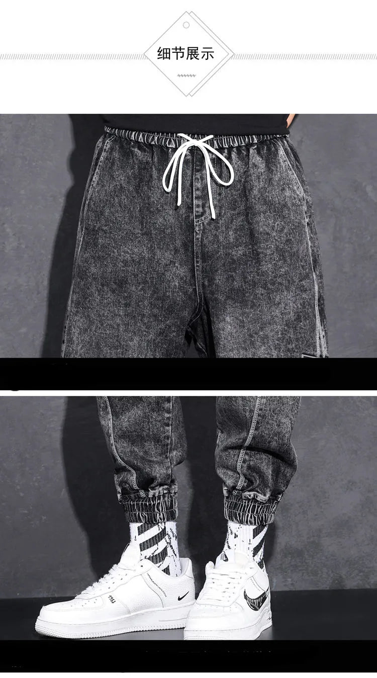 New Streetwear Hip Hop Cargo 2022 Pants Mens Jeans Elastic Waist Harem Pants Men Joggers Jeans Autumn and Spring Men Trousers