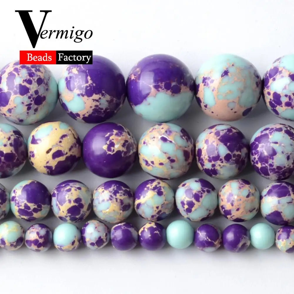 Lake Blue Purple Sediment Jaspers Round Spacer Beads For Jewelry Making 4 6 8 10mm Mineral Stone Beads Diy Bracelet Jewelry 15''