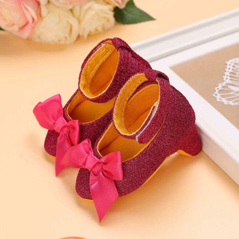 2026 VALEN SINA 0-12M Infant Newborn Baby Girl High Heels Shoes Princess Bow First Birthday Party Shoes Photo Props Shoes