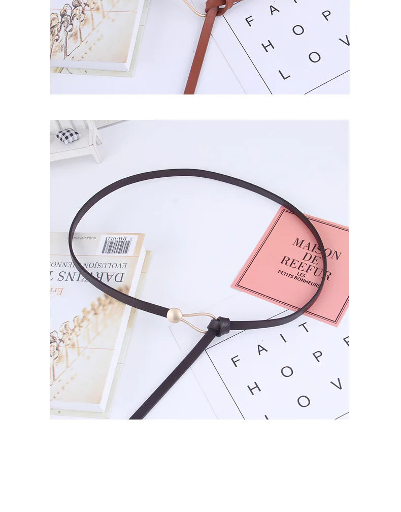 New Fashion Leather Women Belt Designer Metal Buckle Waist Strap All-match Lady Dress Coat Sweater Decorative Knotted Waistband