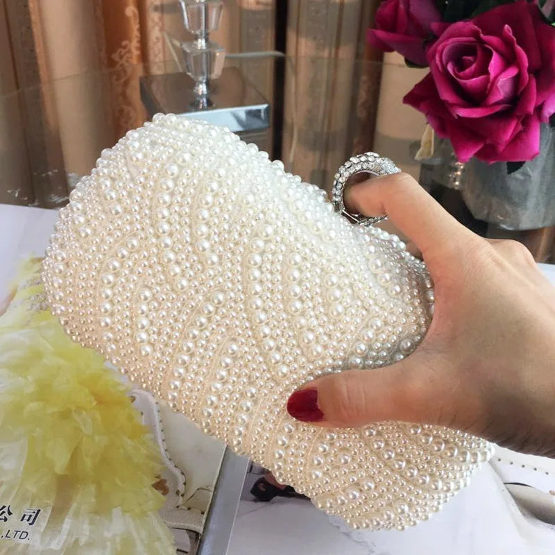 Pearl Clutch Bags Women Purse Ladies white Hand Bags Evening Bags for Party Wedding black Shoulder Bag Bolsa Feminina