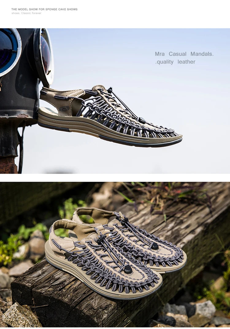 Men's Shoes High-quality Hand-woven Shoes Pull-on Outdoor Sandals Summer Soft Non-slip Gladiator Hiking Beach Platform Sandals