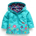 Flowers Girls Jackets Autumn Waterproof Kids Jacket Windbreaker Coat Hooded Casual Girls Raincoat 2-6 Year Old Children Clothing