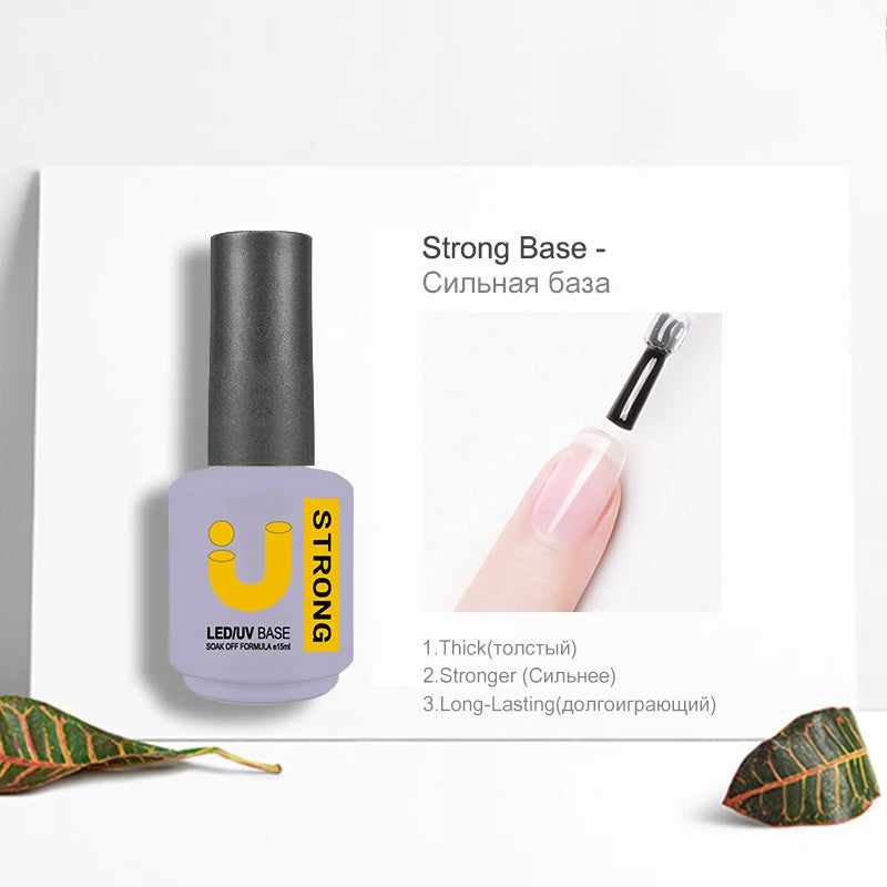 Rubber Base and Top Coat Gel Nail Polish uv 15ml Semi Permanent Base for Gel Varnish Manicure Matte Top Coats Nail Primer Gellac