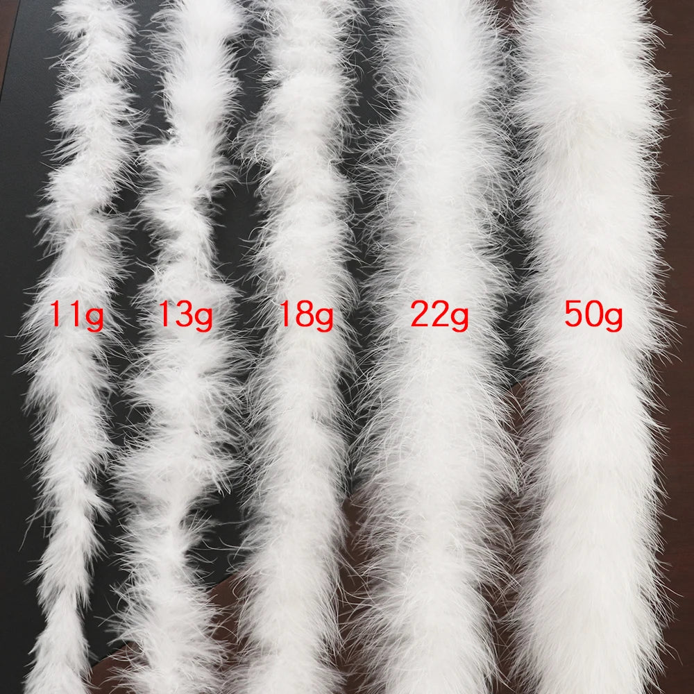 2 Meters Fluffy Marabou Feathers Boa Scarf White Feather On Ribbon Decoration Wedding Clothing Sewing Accessory 11-50 grams