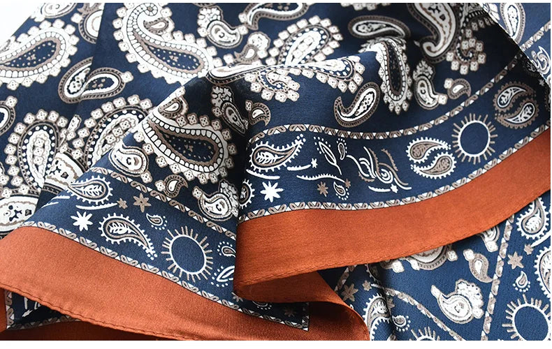 Fashion summer women silk scarves pure silk female warp printed cashew bandana headscarf foulard hijab scarf ladies gift
