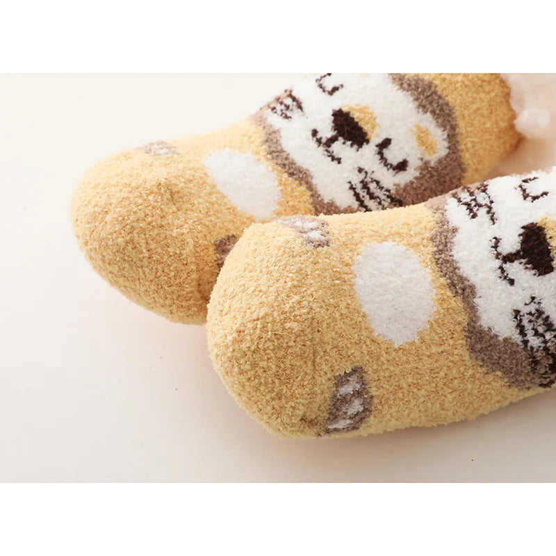 Cute Winter Baby Cartoon Christmas Socks Thicken Cotton Warm Newborn Kids Floor Sock Non-Slip Children Socks For 0-4 Years