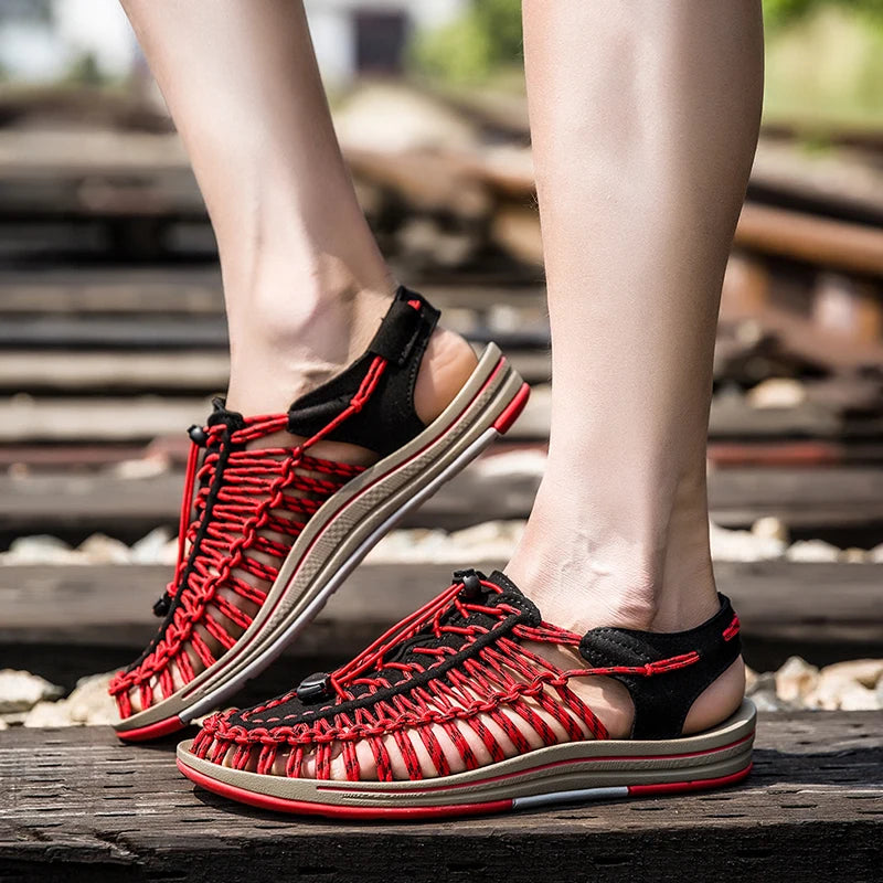 Men's Shoes High-quality Hand-woven Shoes Pull-on Outdoor Sandals Summer Soft Non-slip Gladiator Hiking Beach Platform Sandals