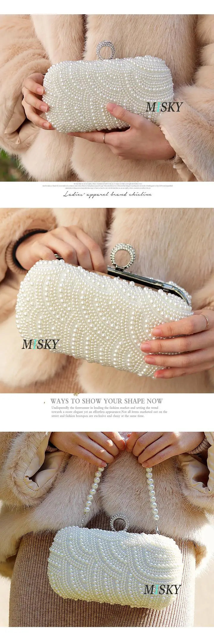 Pearl Clutch Bags Women Purse Ladies white Hand Bags Evening Bags for Party Wedding black Shoulder Bag Bolsa Feminina