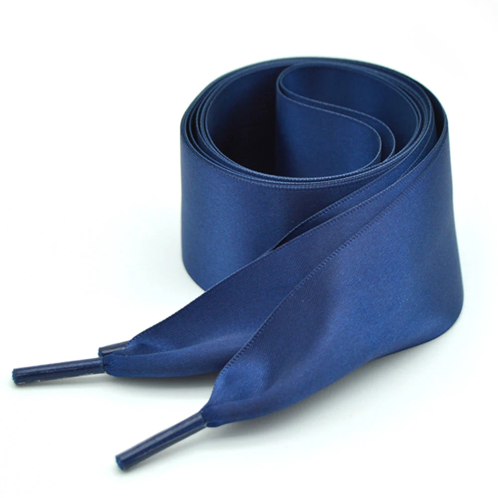 1Pair 4cm Width 90CM Flat  Satin Silk Ribbon Shoelaces Polyester Shoe Laces Sneaker Sport Shoes Lace Strings