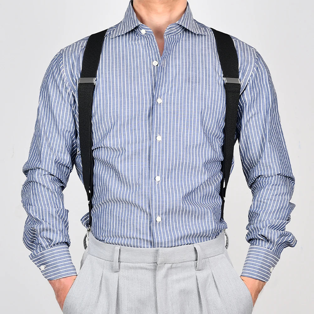 Hip-Clip Suspenders for Men Heavy Duty Big Tall 3.5cm 2 Clips Adjustable Elastic Trouser Braces Strap Belt Gifts for Dad Husband