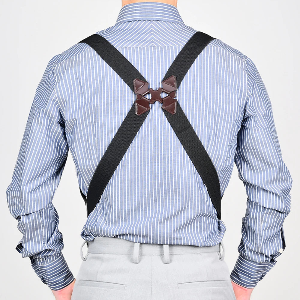 Hip-Clip Suspenders for Men Heavy Duty Big Tall 3.5cm 2 Clips Adjustable Elastic Trouser Braces Strap Belt Gifts for Dad Husband