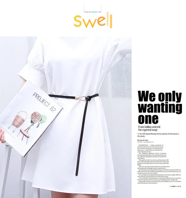 New Fashion Leather Women Belt Designer Metal Buckle Waist Strap All-match Lady Dress Coat Sweater Decorative Knotted Waistband