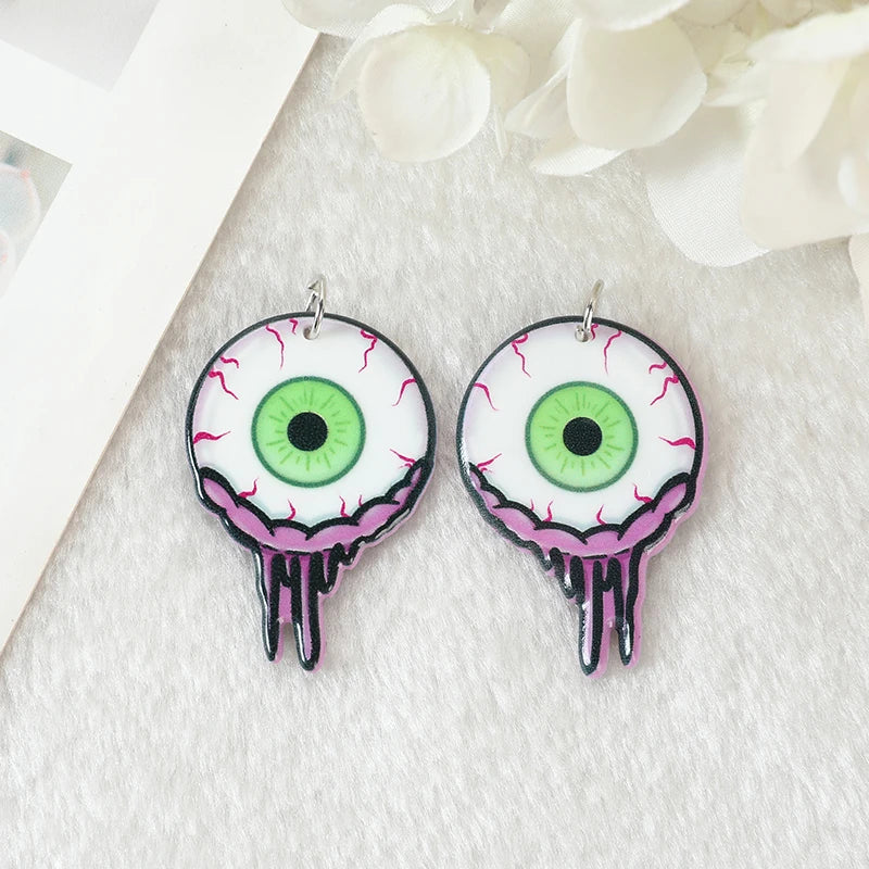 10 Pcs Halloween Charms Zombie Brain Heart Mouth Eyeball and Gravestone Acrylic Jewlery Findings For Jewelry Diy