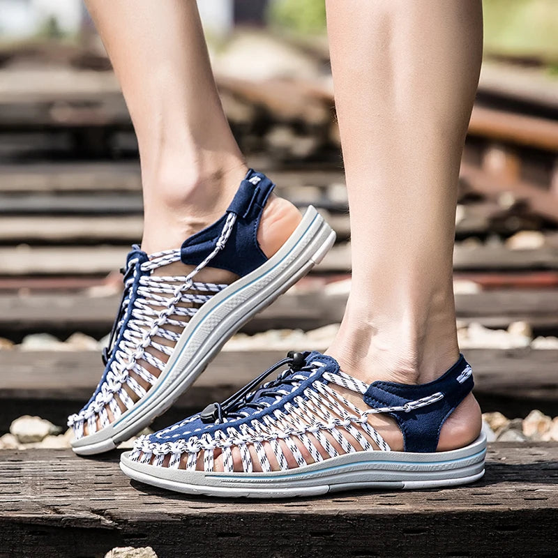 Men's Shoes High-quality Hand-woven Shoes Pull-on Outdoor Sandals Summer Soft Non-slip Gladiator Hiking Beach Platform Sandals