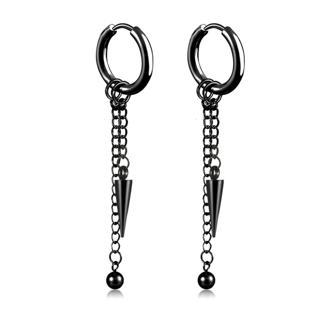 Black Punk Stainless Surgical Steel Stud Earrings For Men Women Small Vintage Hip Hop Ear Jewelry Accessories Earrings Wholesale