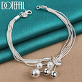 DOTEFFIL 925 Sterling Silver Snake Chain Smooth Matte Beads Pendant Bracelet For Woman Charm Wedding Engagement Fashion Jewelry