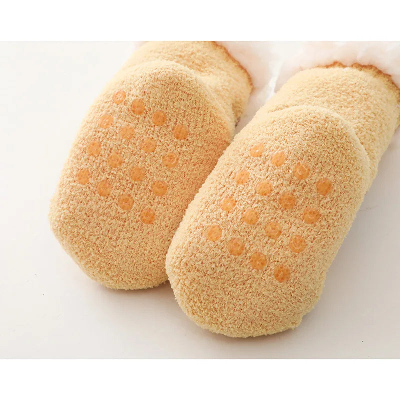 Cute Winter Baby Cartoon Christmas Socks Thicken Cotton Warm Newborn Kids Floor Sock Non-Slip Children Socks For 0-4 Years