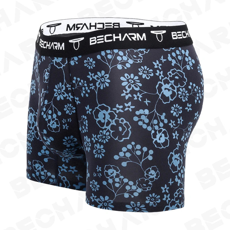 BeCharm Men's Underpants Boxers Shorts Printing Sexy Panties Male Briefs Set Boxer Men Cotton Plus Size Comfortable for Sports