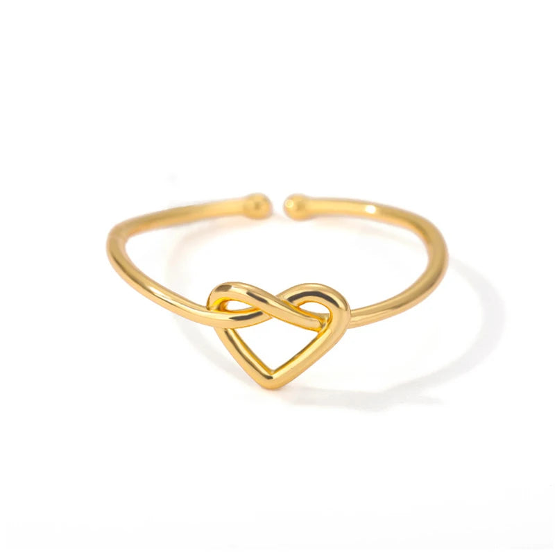 Stainless Steel Heart Rings For Women Lover Gold Color Open Female Ring Fashion Engagement Wedding Party Finger Jewelry Gift
