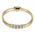 Fashion Stainless Steel Bead Bracelet Women High Quality Pretty Wedding Jewelry Accessoriess Bracelet Femme With Crystals