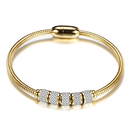 Fashion Stainless Steel Bead Bracelet Women High Quality Pretty Wedding Jewelry Accessoriess Bracelet Femme With Crystals