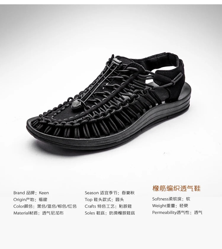 Men's Shoes High-quality Hand-woven Shoes Pull-on Outdoor Sandals Summer Soft Non-slip Gladiator Hiking Beach Platform Sandals