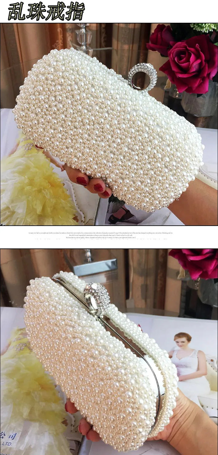 Pearl Clutch Bags Women Purse Ladies white Hand Bags Evening Bags for Party Wedding black Shoulder Bag Bolsa Feminina