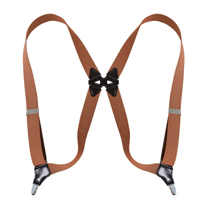 Hip-Clip Suspenders for Men Heavy Duty Big Tall 3.5cm 2 Clips Adjustable Elastic Trouser Braces Strap Belt Gifts for Dad Husband